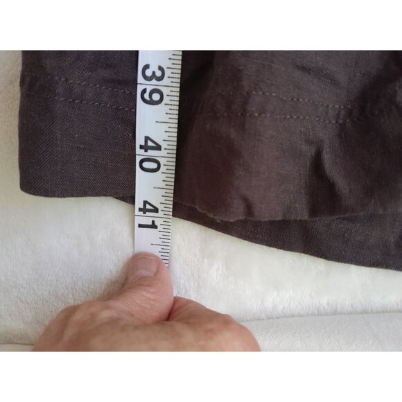 Perry Ellis 42x30 Linen Roll Tab Hem Casual Coastal Vacation Pants Brown Pockets - Picture 5 of 8